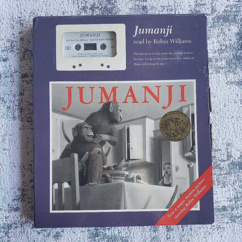 Jumanji Box Set of Hardcover 1981 Book & Tape Cassette Read by Robin Williams
